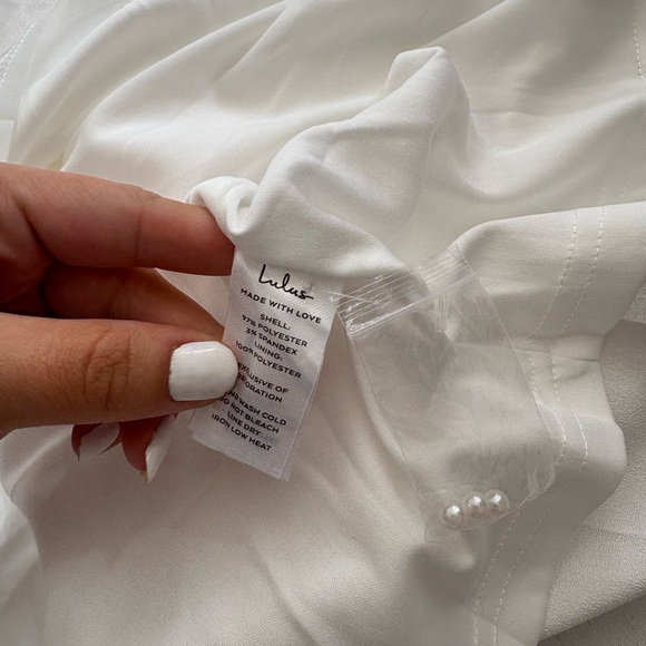 Lulus Ready For Forever White Satin Pearl Tie-Back Maxi Dress Size Small Bride - Picture 6 of 8